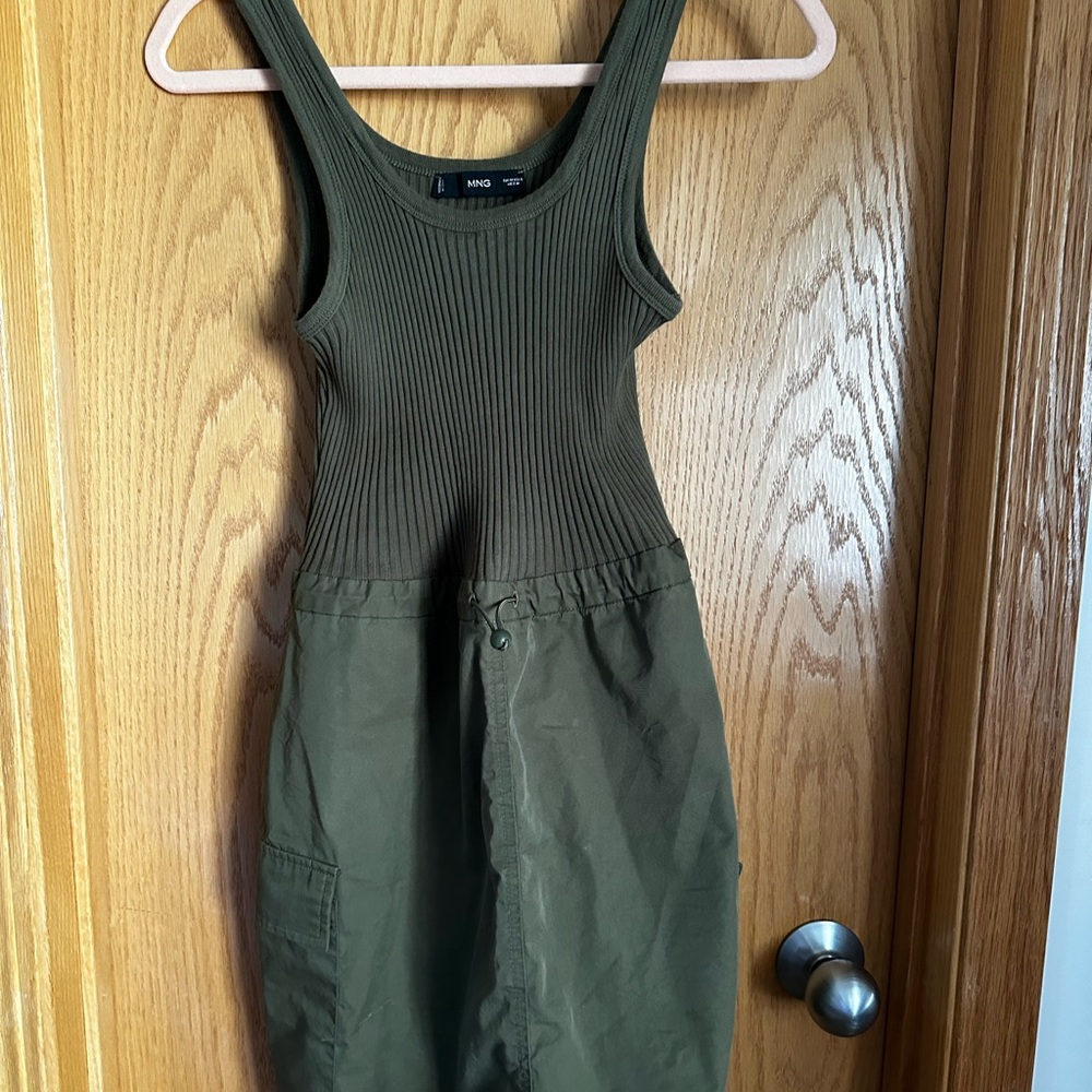 Mango cargo mixed material tank dress size m